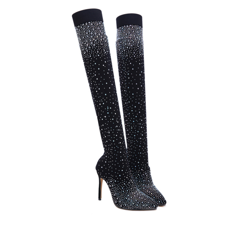 🔥🖤Black Friday Sale:50% OFF🔥Women’s Sparkly Faux Diamonds Over-the-Knee BootsðŸ‘