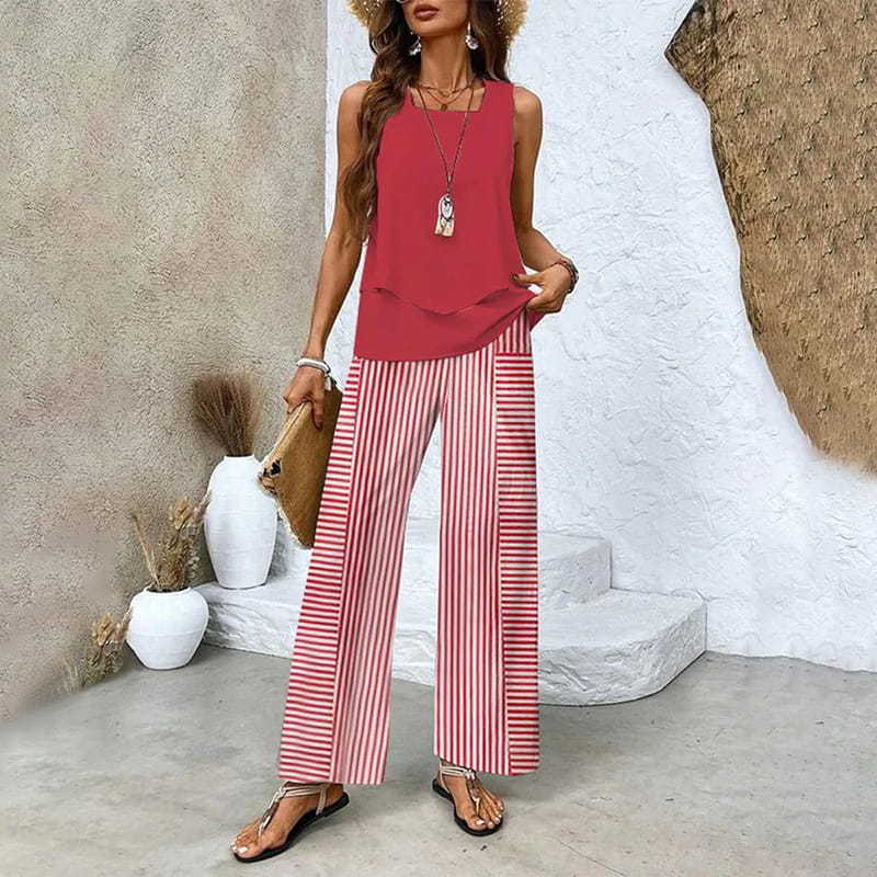 🔥Mother's Day Hot Sale 50% OFF🌺Women’s Trendy Print 2 Piece Outfits Sleeveless Top & Pants