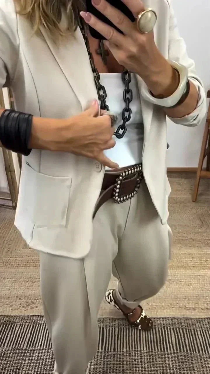 ๐ Women's Collar Jacket & Pants Suit โ Tailored Fit, Breathable Silhouette & Effortless Commute-to-Event Style ๐โจ