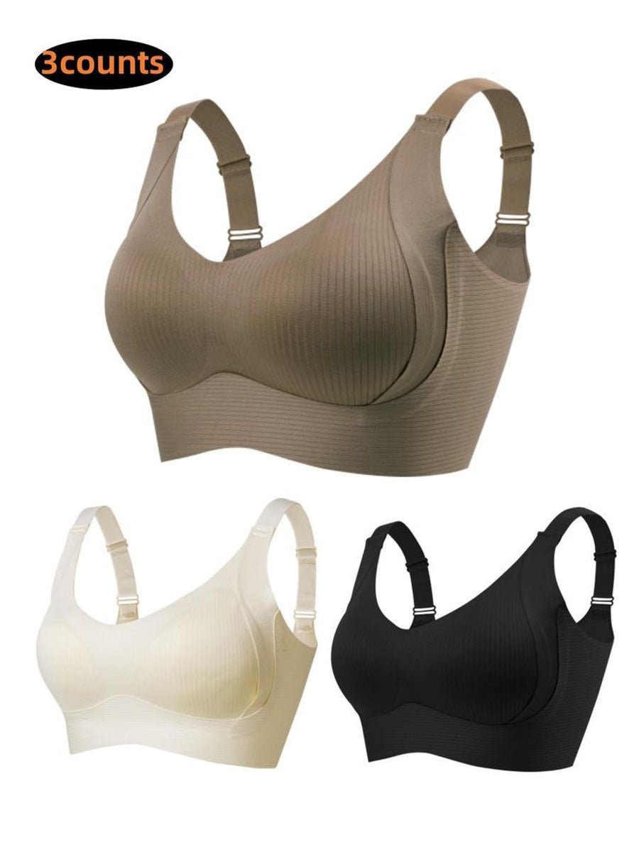 🎁Last Day Buy 1 Get 3 Packs🔥Each Only ￡4.99💕Women's Ribbed Push Up Adjustable Wireless Bra