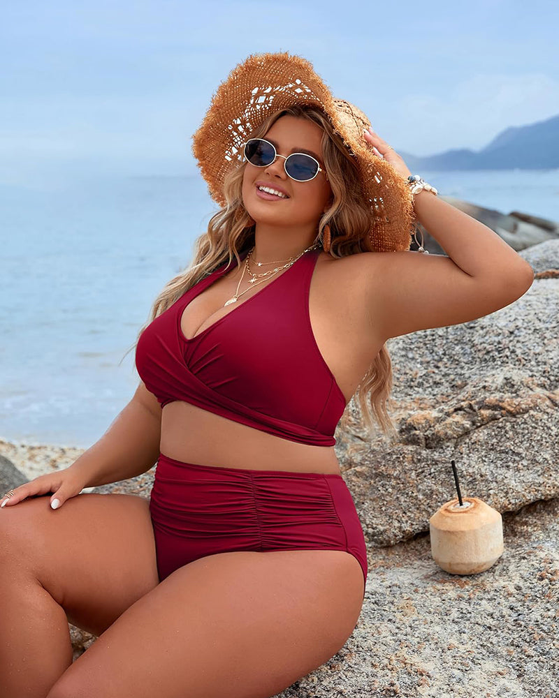 🩱Hot Sale 49% OFF👙 Tummy Control Swimsuits Modest High Waist Bikini Sets