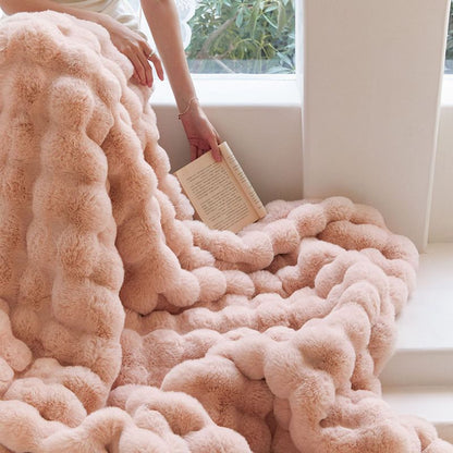 🎁Buy the 200 x 230cm Bunny Towelling Blanket, 🛏️✨WinterToscana Reversible Blanket: faux bunny fur for ultimate warmth! ❄️✨