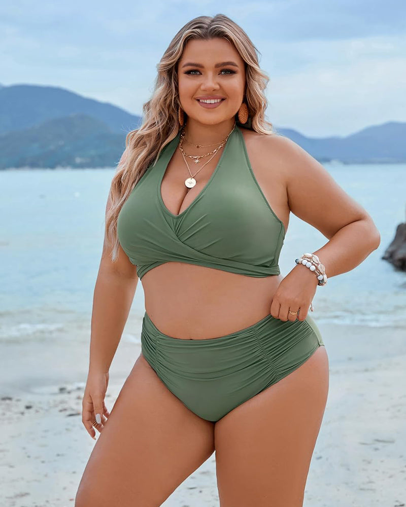 🩱Hot Sale 49% OFF👙 Tummy Control Swimsuits Modest High Waist Bikini Sets