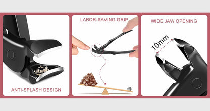 Extra-long handle nail clippers - elderly nail clippers - enhanced nail scissors suitable for thick and hard nails - curved toe nail clippers - wide-opening anti-splash design with storage compartment - precision stainless steel one-piece molding