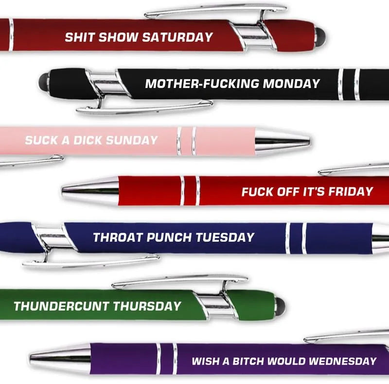 🔥Last Day Promotion 49% OFF💝Funny Stress-Relief Daily Quotes Metal Ballpoint Pen Set (7 Pcs) | 🎁Office Christmas Gift Exchange