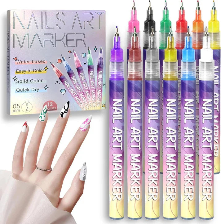 🎁Hot Sale 50% OFF⏳🎨12 Colors Nail Art Pens Set