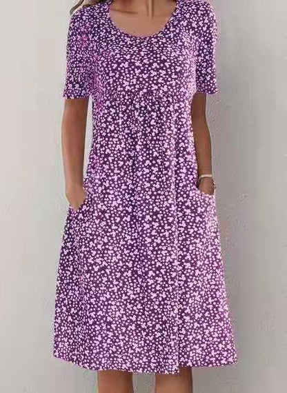 🎁2024 New Year Hot Sale🎁Casual Women Scoop Neck Floral Dress (8 Colors with Pockets)