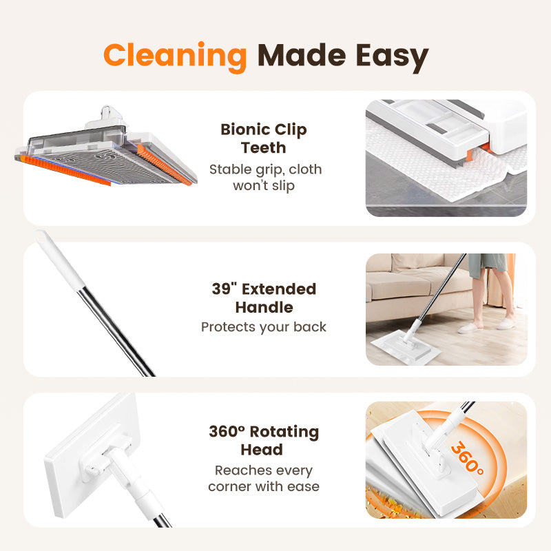 💥Hot Sale 💥Disposable Dust Mop with 4 Reusable Cloths