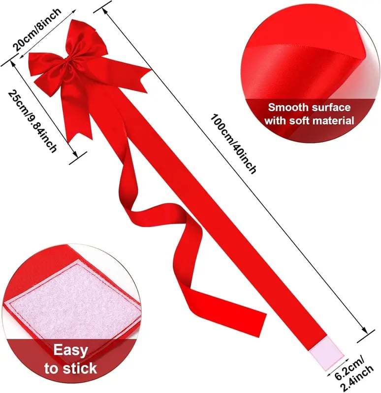 🎀 Red Christmas Cabinet Ribbon Bows – Large Red Bows for Door, Kitchen & Locker Decor 🎄
