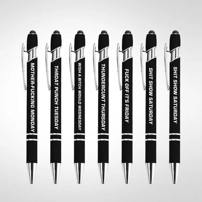 🔥Last Day Promotion 49% OFF💝Funny Stress-Relief Daily Quotes Metal Ballpoint Pen Set (7 Pcs) | 🎁Office Christmas Gift Exchange