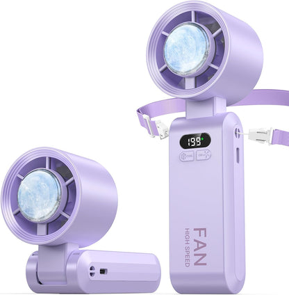 Handheld Portable Turbo Fan with Ice Cooler, Speed (1-199) Rechargeable Personal Fan[20000 RPM] Small Pocket Fans for Travel/Outdoor/Home/Office