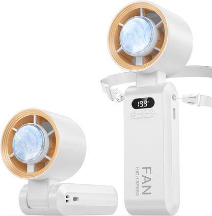 Handheld Portable Turbo Fan with Ice Cooler, Speed (1-199) Rechargeable Personal Fan[20000 RPM] Small Pocket Fans for Travel/Outdoor/Home/Office
