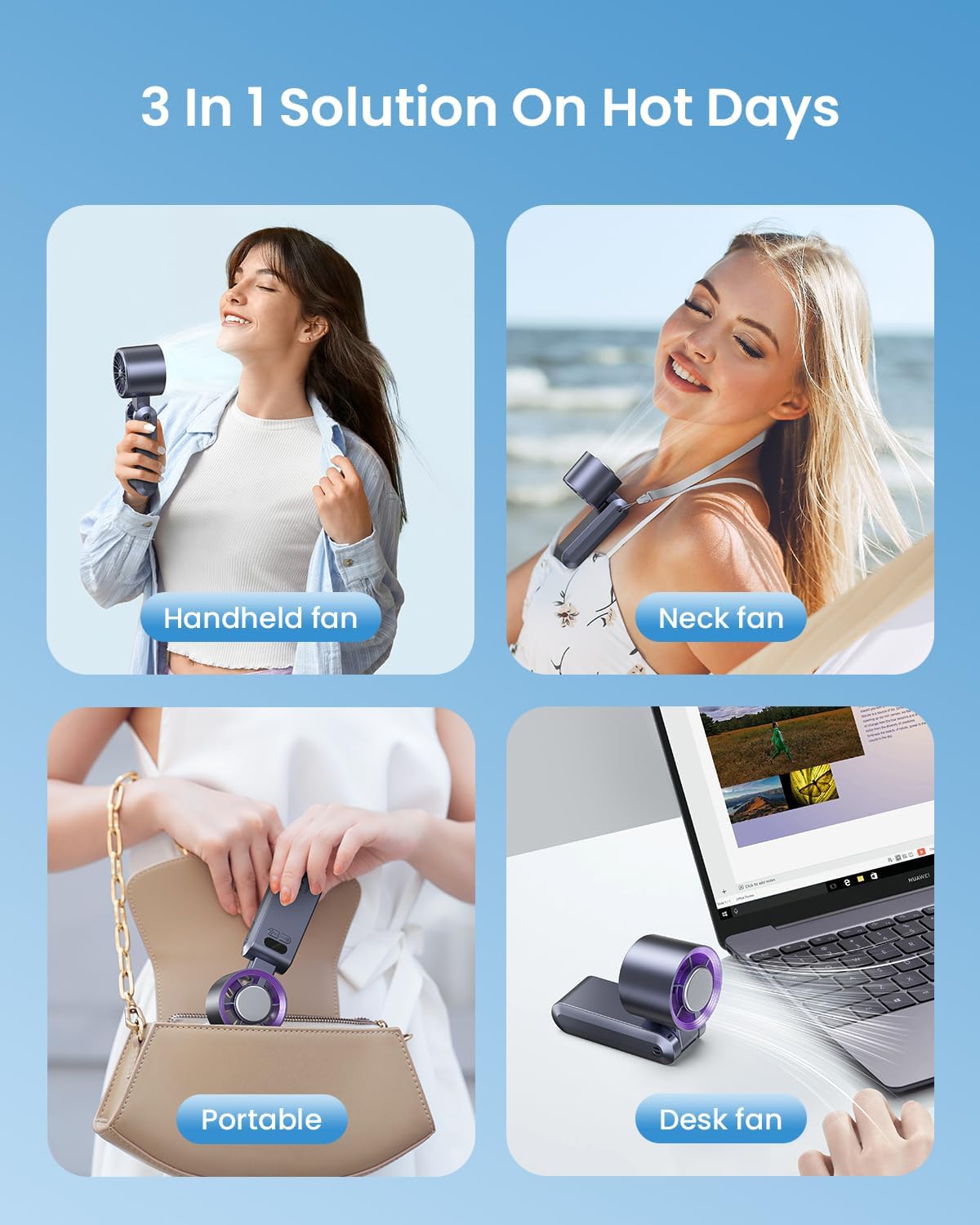 Handheld Portable Turbo Fan with Ice Cooler, Speed (1-199) Rechargeable Personal Fan[20000 RPM] Small Pocket Fans for Travel/Outdoor/Home/Office