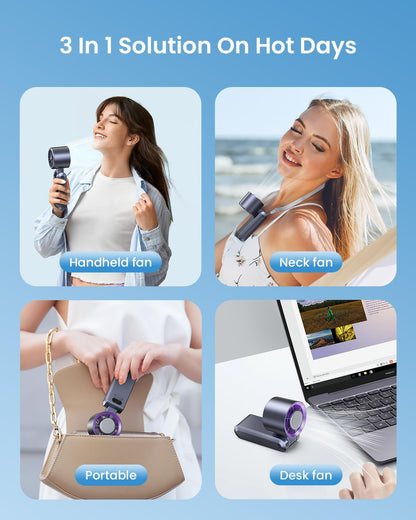 Handheld Portable Turbo Fan with Ice Cooler, Speed (1-199) Rechargeable Personal Fan[20000 RPM] Small Pocket Fans for Travel/Outdoor/Home/Office