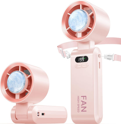 Handheld Portable Turbo Fan with Ice Cooler, Speed (1-199) Rechargeable Personal Fan[20000 RPM] Small Pocket Fans for Travel/Outdoor/Home/Office