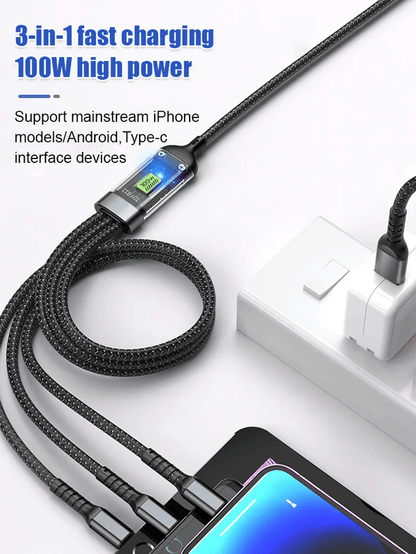 🎉Limited Time Buy 1 Get 1 Free🎉Transparent Luminous Super Fast Charging 3-in-1 Data Cable⚡