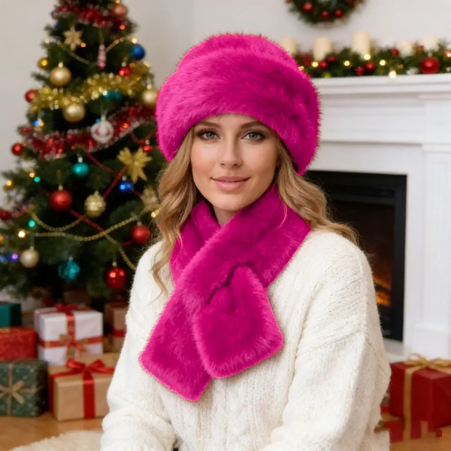 🔥Fluffy Fur Bucket Hat Warm Winter Hat + Free Matching Scarf (Only 29 Left)⏰