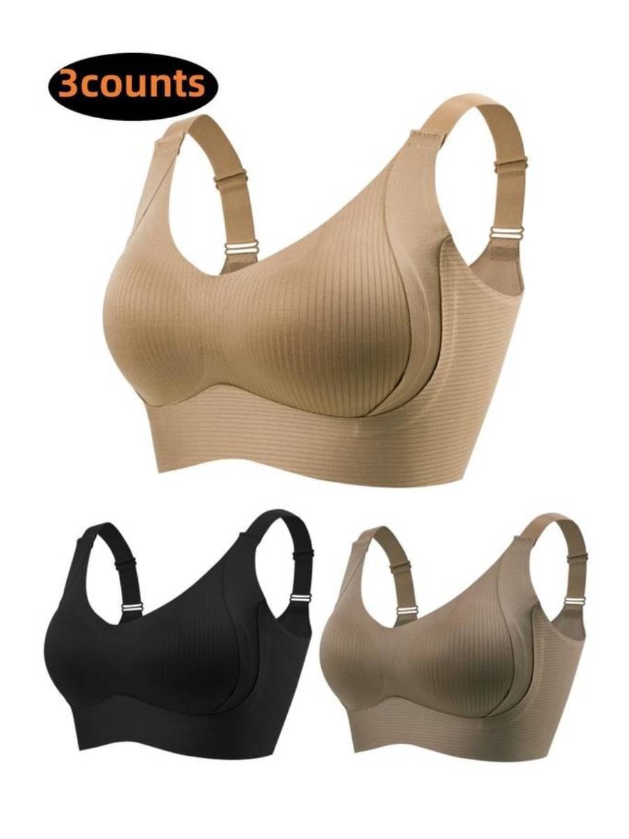 🎁Last Day Buy 1 Get 3 Packs🔥Each Only ￡4.99💕Women's Ribbed Push Up Adjustable Wireless Bra