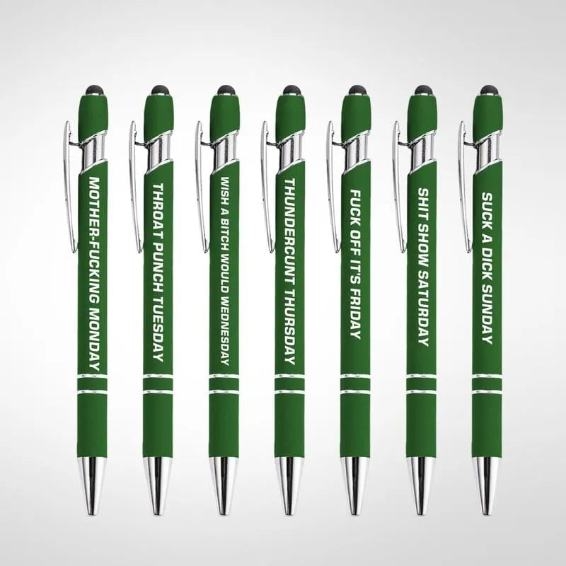 🔥Last Day Promotion 49% OFF💝Funny Stress-Relief Daily Quotes Metal Ballpoint Pen Set (7 Pcs) | 🎁Office Christmas Gift Exchange