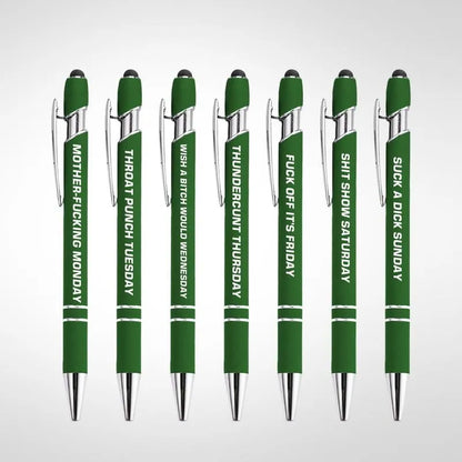🔥Last Day Promotion 49% OFF💝Funny Stress-Relief Daily Quotes Metal Ballpoint Pen Set (7 Pcs) | 🎁Office Christmas Gift Exchange