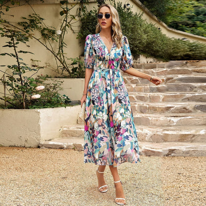 V-neck Elegant Casual Printed Dress💖Free Shipping