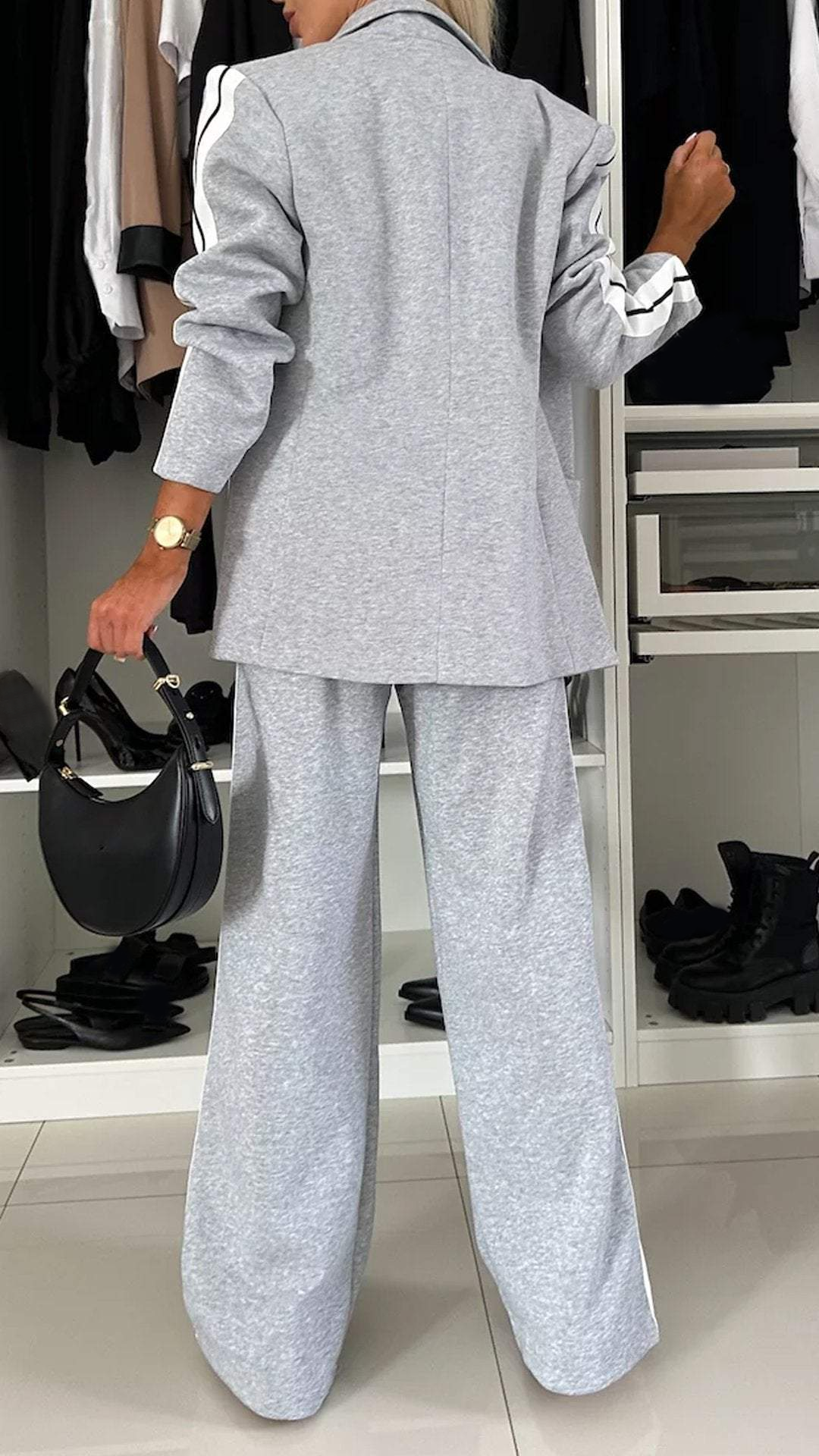 2 Piece Casual Set with Blazer and Joggers for Women