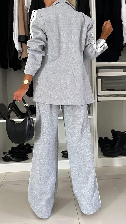 2 Piece Casual Set with Blazer and Joggers for Women