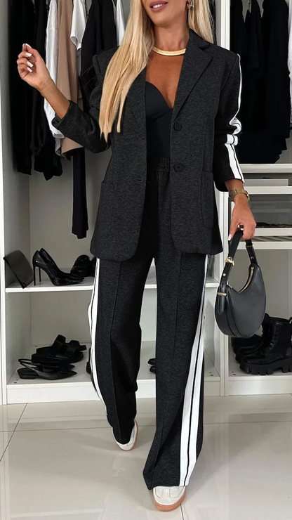 2 Piece Casual Set with Blazer and Joggers for Women