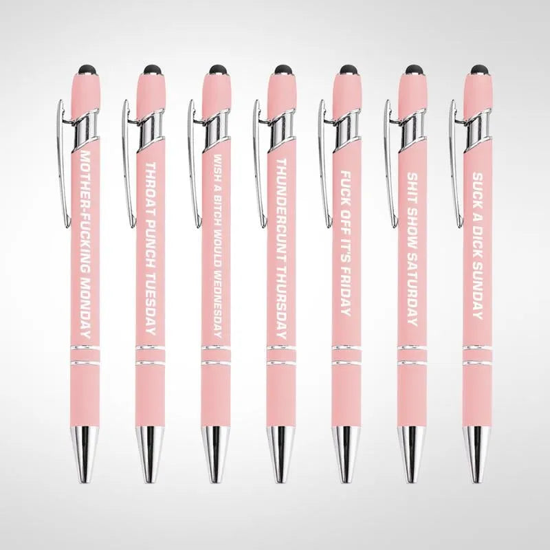 🔥Last Day Promotion 49% OFF💝Funny Stress-Relief Daily Quotes Metal Ballpoint Pen Set (7 Pcs) | 🎁Office Christmas Gift Exchange