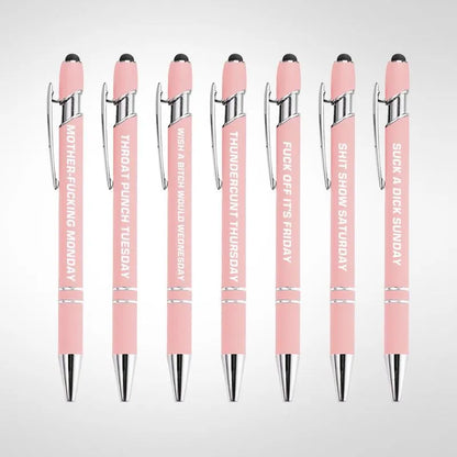 🔥Last Day Promotion 49% OFF💝Funny Stress-Relief Daily Quotes Metal Ballpoint Pen Set (7 Pcs) | 🎁Office Christmas Gift Exchange