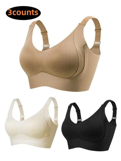 🎁Last Day Buy 1 Get 3 Packs🔥Each Only ￡4.99💕Women's Ribbed Push Up Adjustable Wireless Bra
