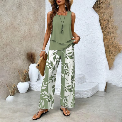 🔥Mother's Day Hot Sale 50% OFF🌺Women’s Trendy Print 2 Piece Outfits Sleeveless Top & Pants