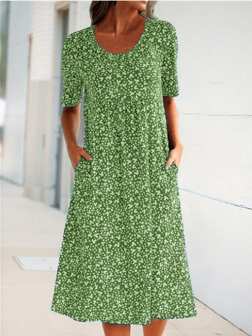 🎁2024 New Year Hot Sale🎁Casual Women Scoop Neck Floral Dress (8 Colors with Pockets)