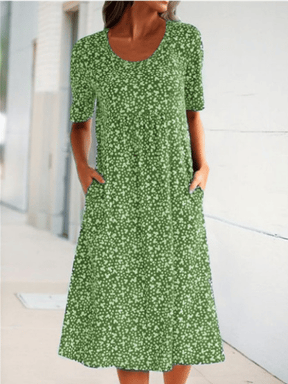 🎁2024 New Year Hot Sale🎁Casual Women Scoop Neck Floral Dress (8 Colors with Pockets)
