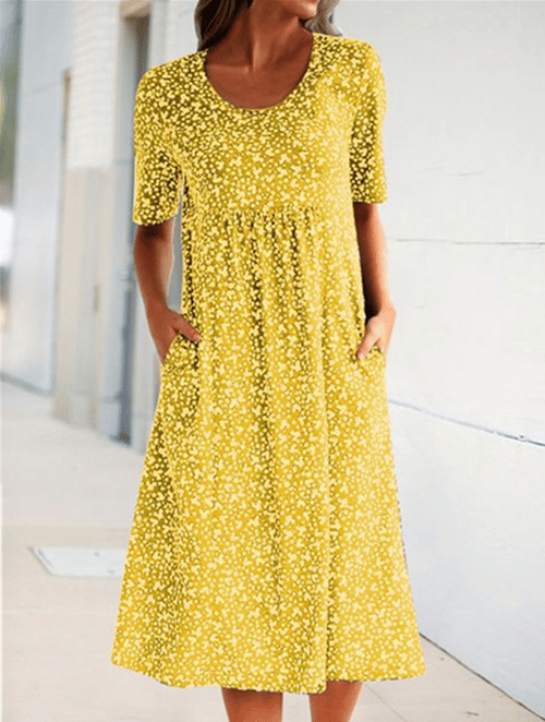 🎁2024 New Year Hot Sale🎁Casual Women Scoop Neck Floral Dress (8 Colors with Pockets)