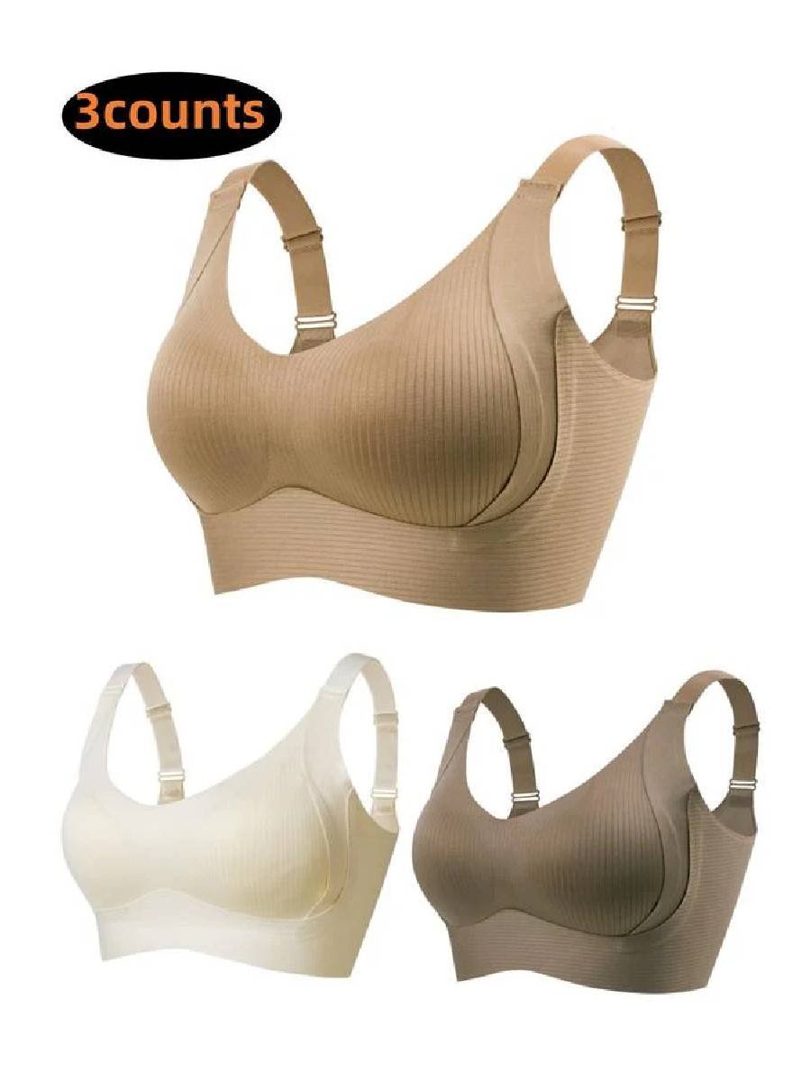 🎁Last Day Buy 1 Get 3 Packs🔥Each Only ￡4.99💕Women's Ribbed Push Up Adjustable Wireless Bra
