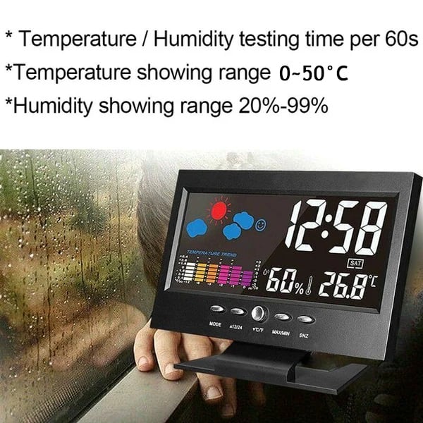 🌡️ 50% OFF NOW! ✨ Digital LED Weather Station - Temperature & Humidity Monitor with Forecast Display & Table Alarm Clock 📊⏰