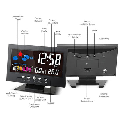 🌡️ 50% OFF NOW! ✨ Digital LED Weather Station - Temperature & Humidity Monitor with Forecast Display & Table Alarm Clock 📊⏰