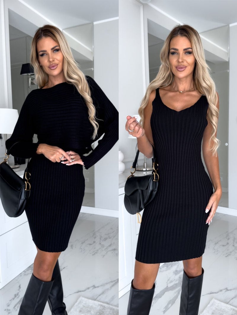 🌷👗Knit Pullover Sweater and Cami Dress Set