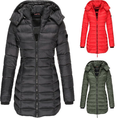 🔥Winter women's mid-length padded jacket warm hooded jacket