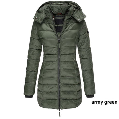 🔥Winter women's mid-length padded jacket warm hooded jacket