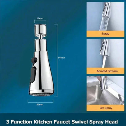 🔥Last Day £9.77!!⚡50K+ SOLD!🏠720° Rotatable 3 Function Kitchen Faucet Spray Head