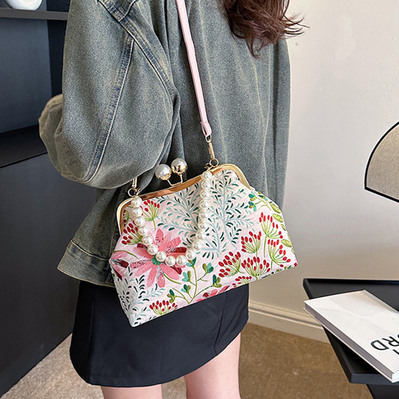 Women Vintage Flower Embroidery Handbag