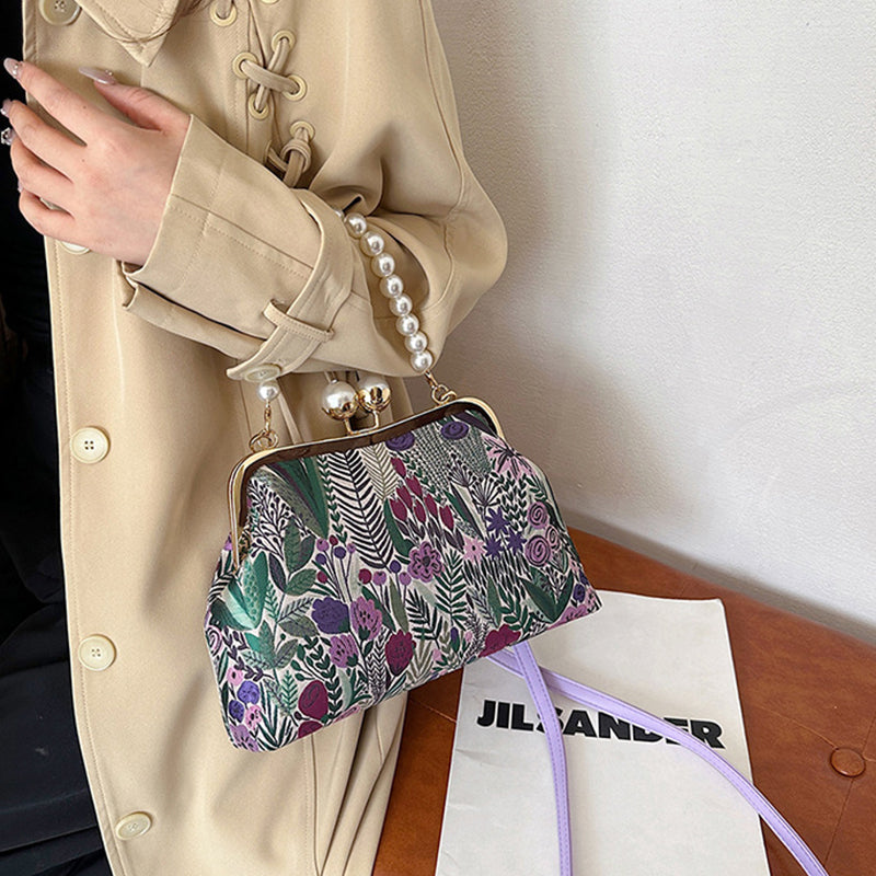Women Vintage Flower Embroidery Handbag