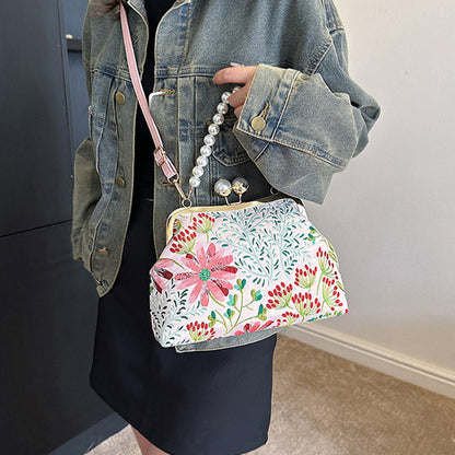Women Vintage Flower Embroidery Handbag