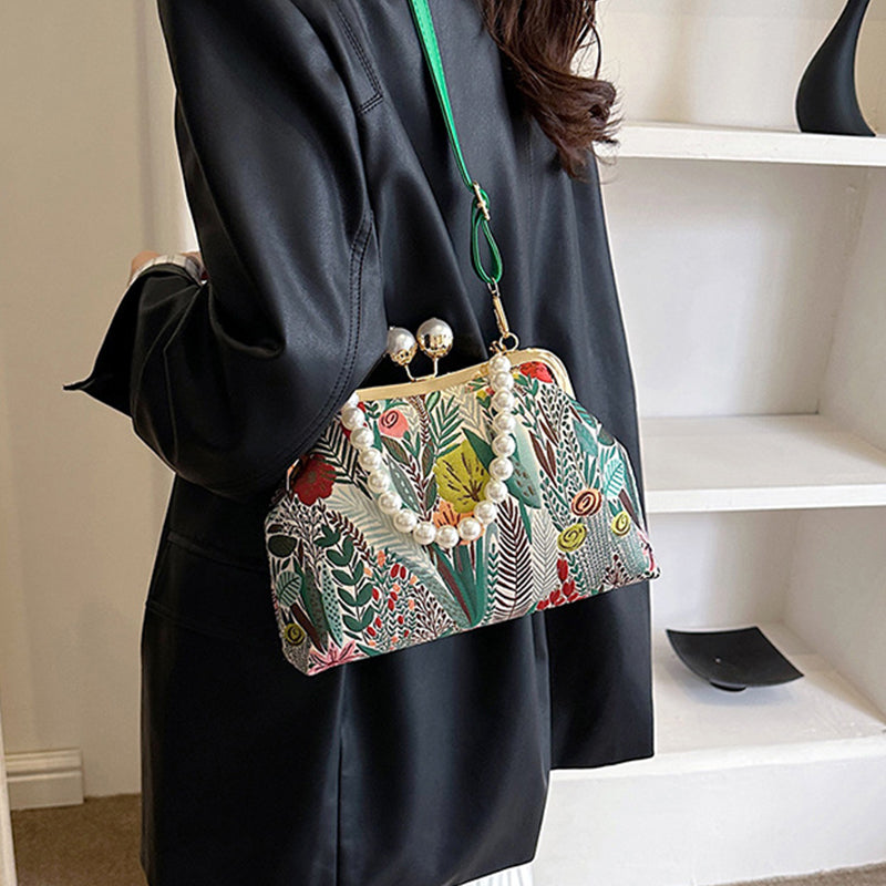 Women Vintage Flower Embroidery Handbag