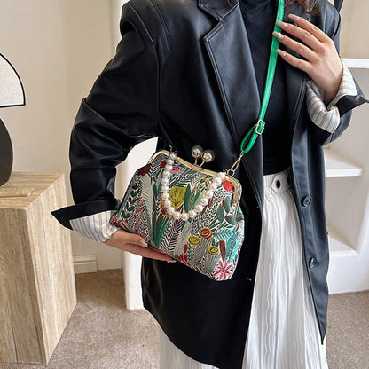 Women Vintage Flower Embroidery Handbag