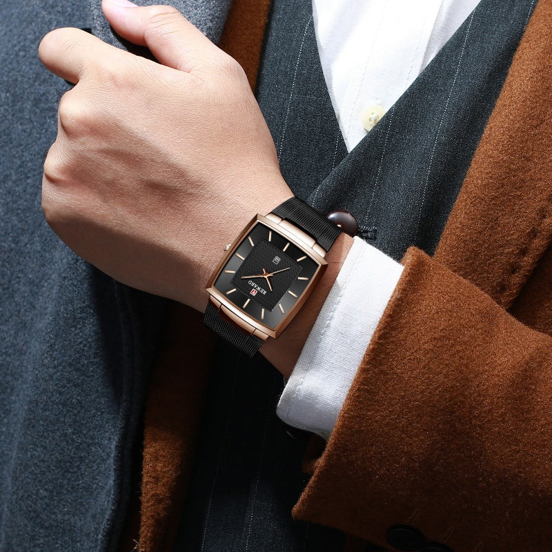 Men’s Ultra-thin Square Mesh Belt Quartz Watch
