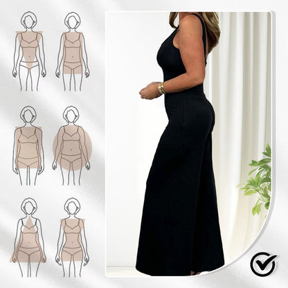 Women's Sexy U Neck Backless Wide Leg Jumpsuit