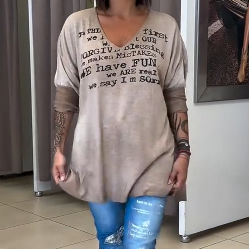 Women's Comfortable Loose V-Neck Top